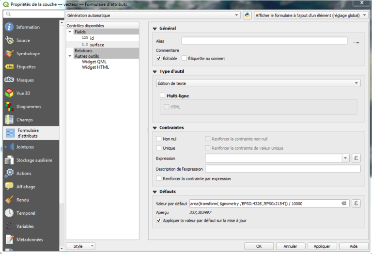 Calcul De Surface Dans QGIS GEOMATICK