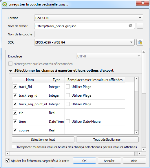 Export d'un fichier GeoJSON dans QGIS