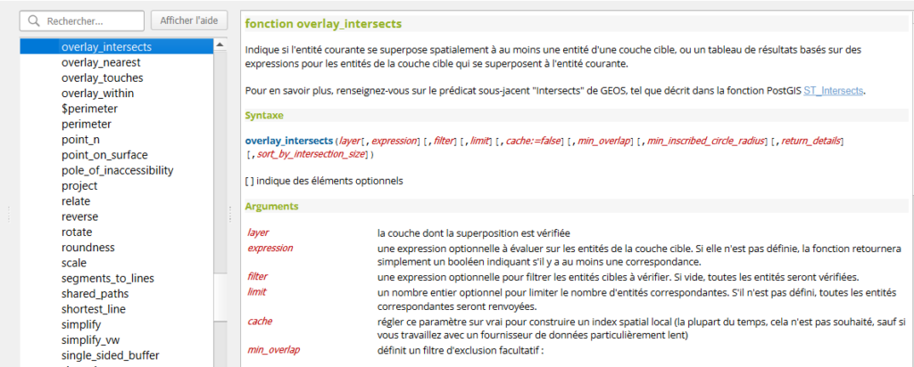 Fonction d'intersection dans QGIS