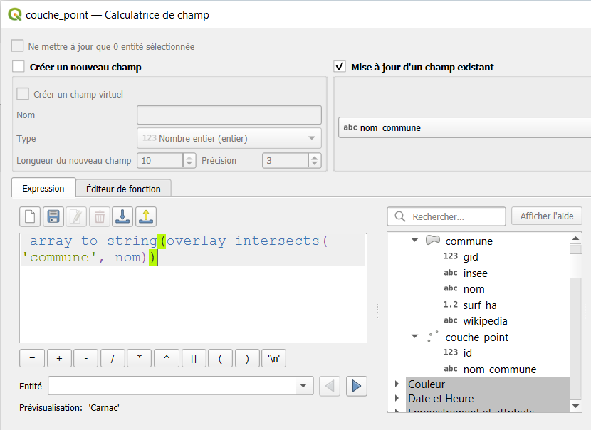 Utilisation de la fonction array_to_string pour transformer un tableau en texte.